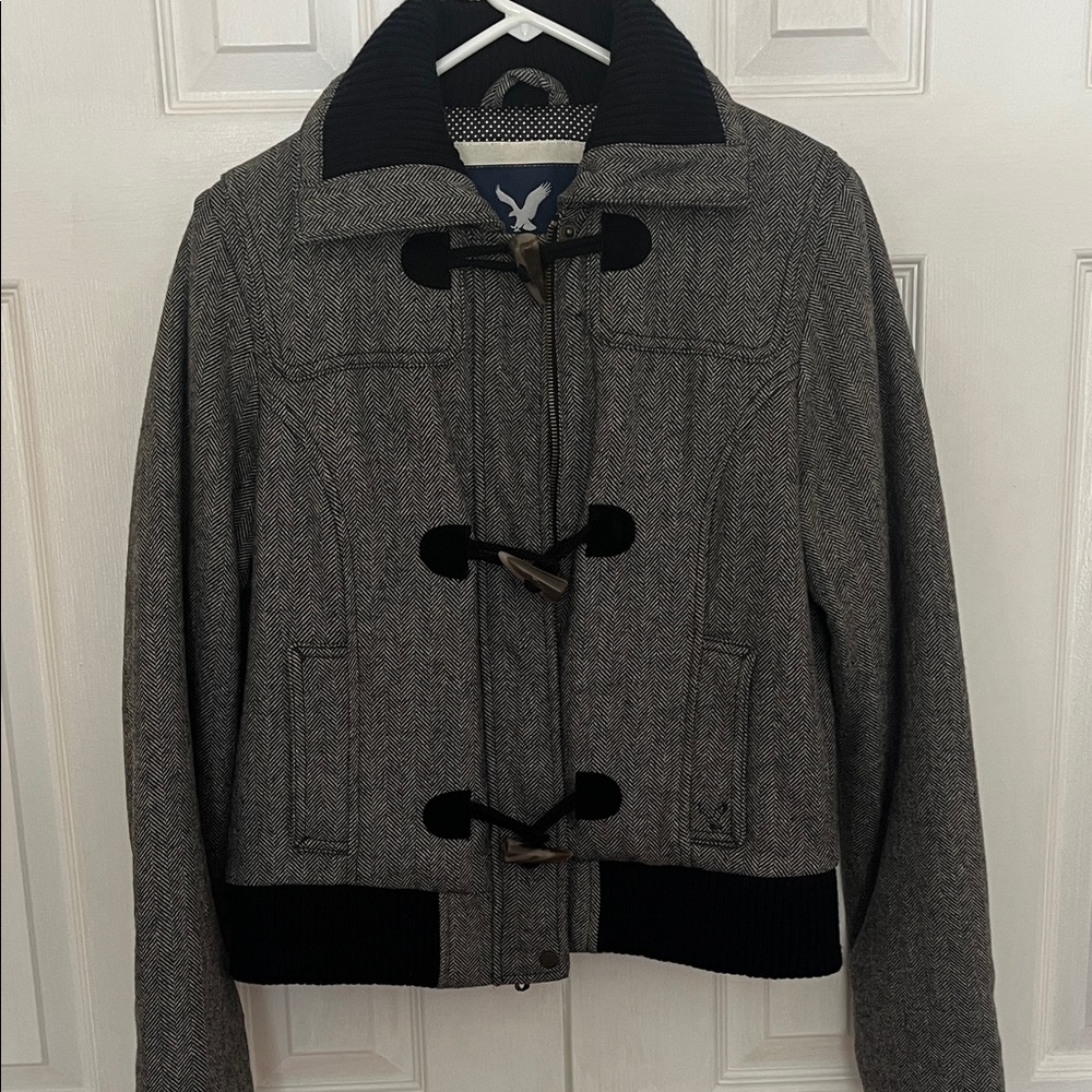 American Eagle Women's Heather Gray Bomber Jacket